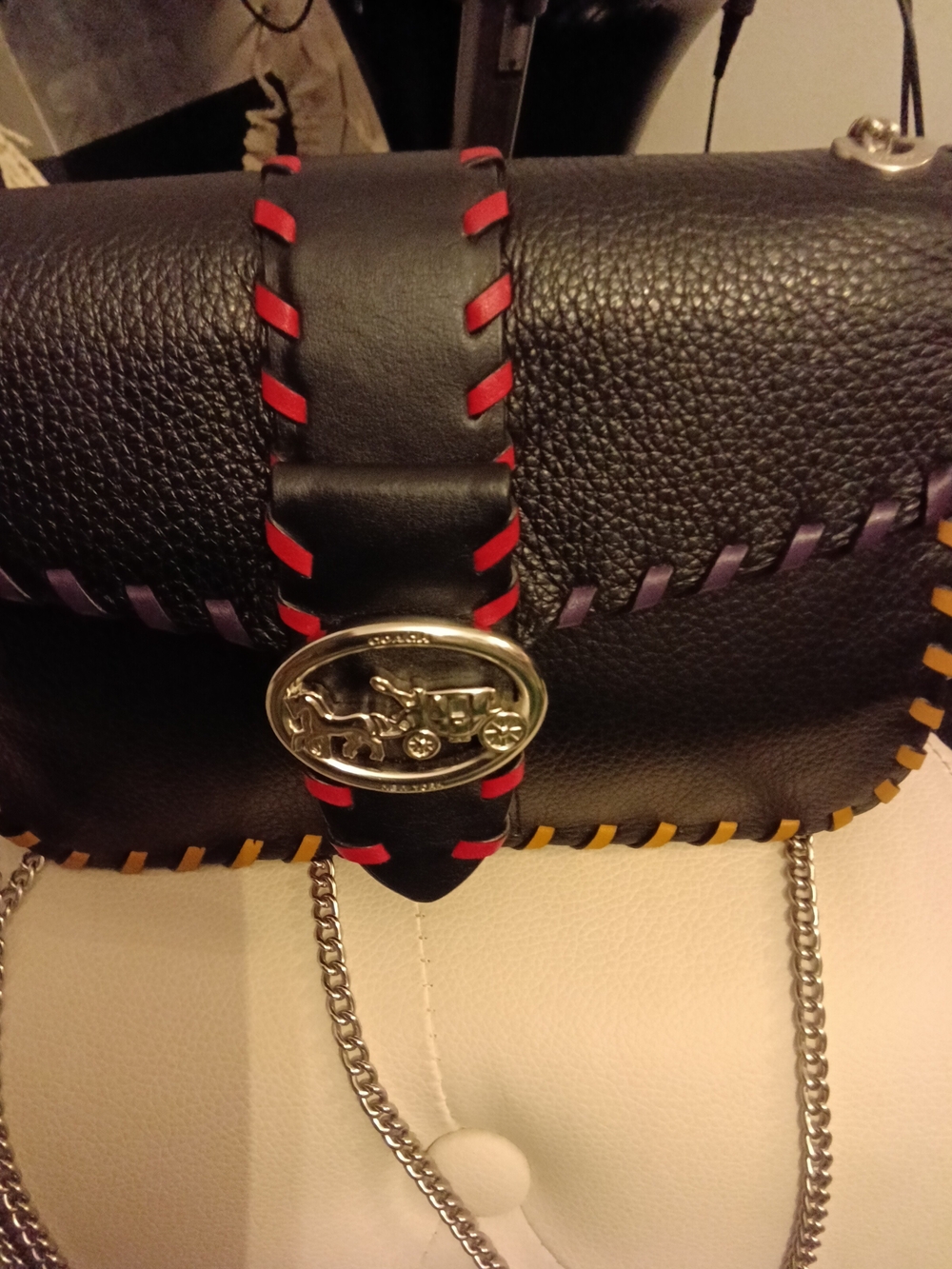 Coach Georgie Leather Crossbody Bag w/  Multicolor Stitching NWOT - Picture 3 of 7